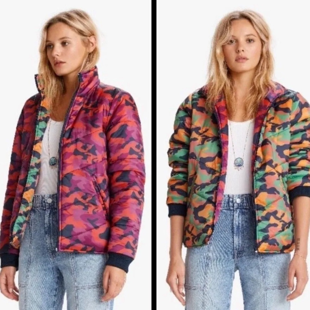 MOTHER The Two-Faced Reversible Camo Puffer Jacket, Size Medium